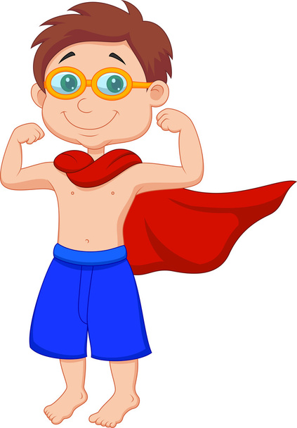 Superhelden-Boy-Cartoon posiert - Vektor, Bild