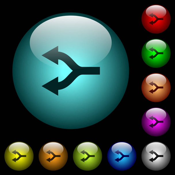 Flechas divididas iconos de la izquierda en color botones de vidrio iluminado
 - Vector, imagen