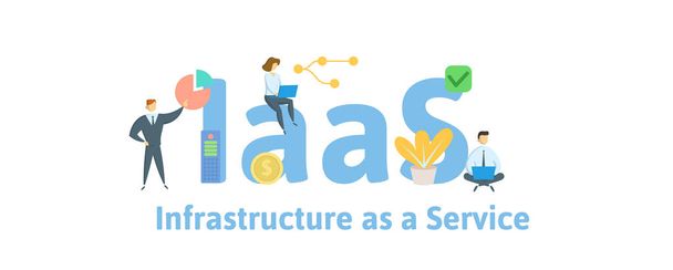 IaaS, infrastruktura jako služba. Koncepce s lidmi, klíčová slova - Vektor, obrázek