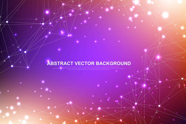 Abstract plexus background with connected lines and dots. Plexus geometric effect Big data with compounds. Lines plexus, minimal array. Digital data visualization. Vector illustration - Vector, Image
