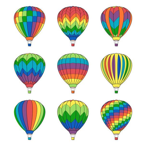 Set of Air Balloon Icons isolated on White - Vector, Image