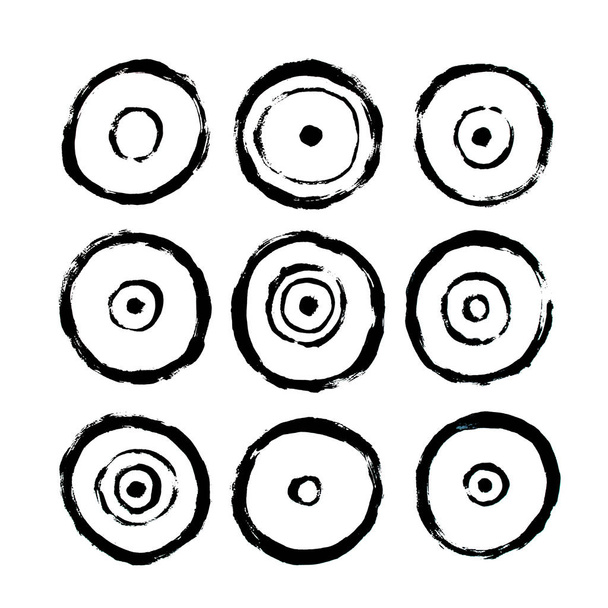 Circles. Trendy Abstract Background Interior Poster. Black Graphics Hand Drawn.  - Photo, Image