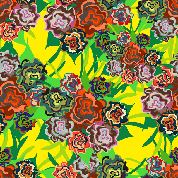 красивые яркие бесшовные цветы иллюстрация для дизайна
 - Вектор,изображение