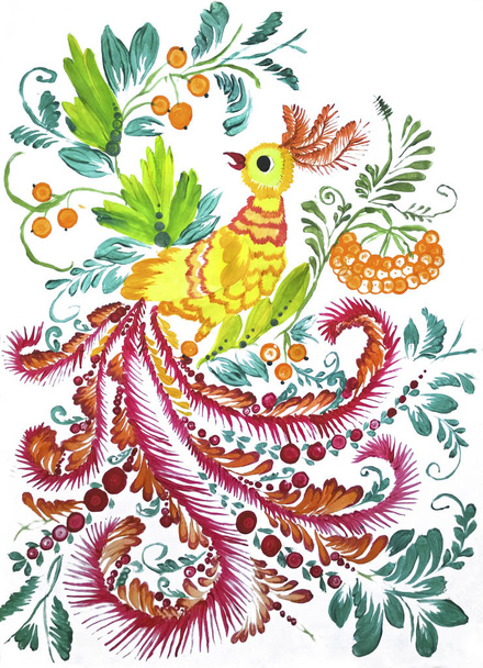 Firebird στο στυλ του Πέτρικοφ ζωγραφική - Φωτογραφία, εικόνα