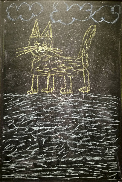 Desenho de gato - giz
 - Foto, Imagem