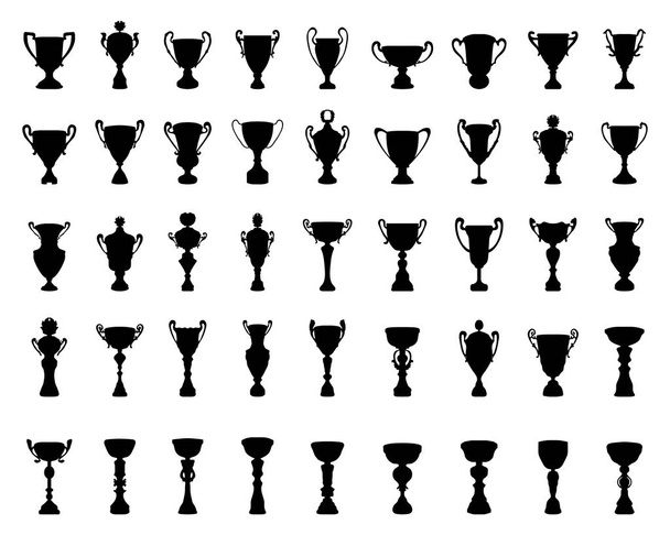 Μαύρες σιλουέτες από Κύπελλο τρόπαια σε λευκό φόντο - Διάνυσμα, εικόνα