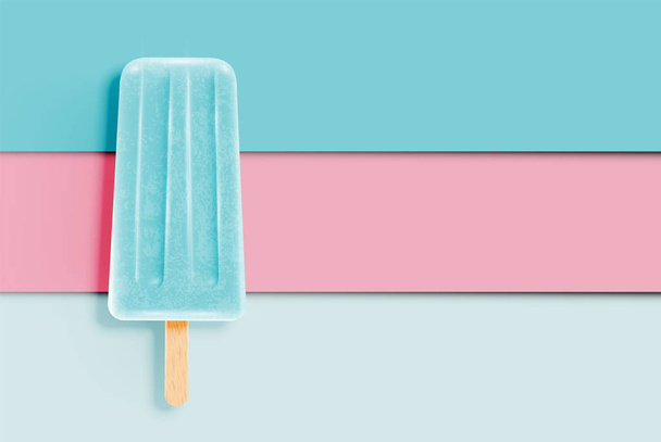 Colorful realistic icecream on pastel paper background, vector i - Vektor, kép