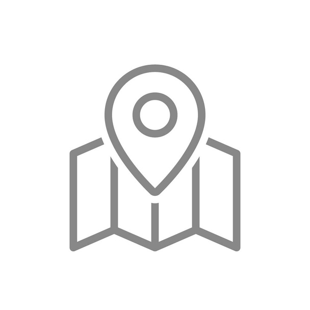 Gps pin on map line icon. Travel symbol and sign - Vector, Image