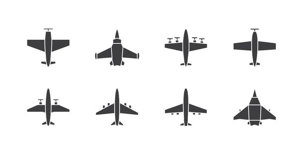 Set di diversi simboli aerei. Aeromobili, icone aereo o segnaletica concetto
. - Vettoriali, immagini