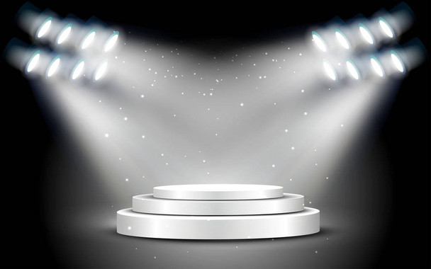 silver podium with spotlight on in the studio room - Vector, Image