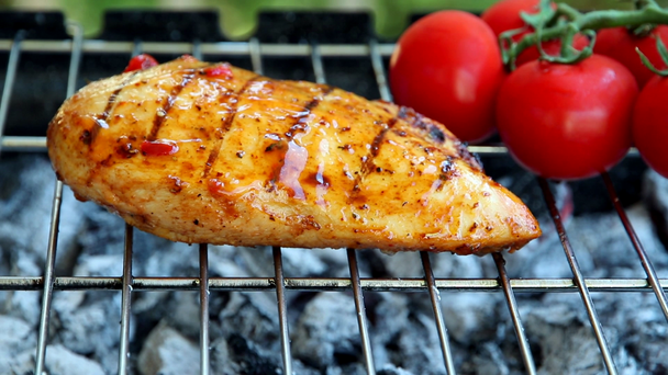 cooking the process of chicken breast fillet grilled - Footage, Video