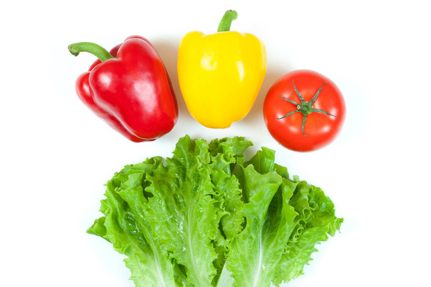 Fresh colorful organic vegetables captured from above (top view, - Φωτογραφία, εικόνα