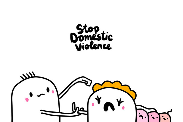 Зупинити домашнє насильство намальоване Векторні ілюстрації в мультиплікаційному стилі
 - Вектор, зображення