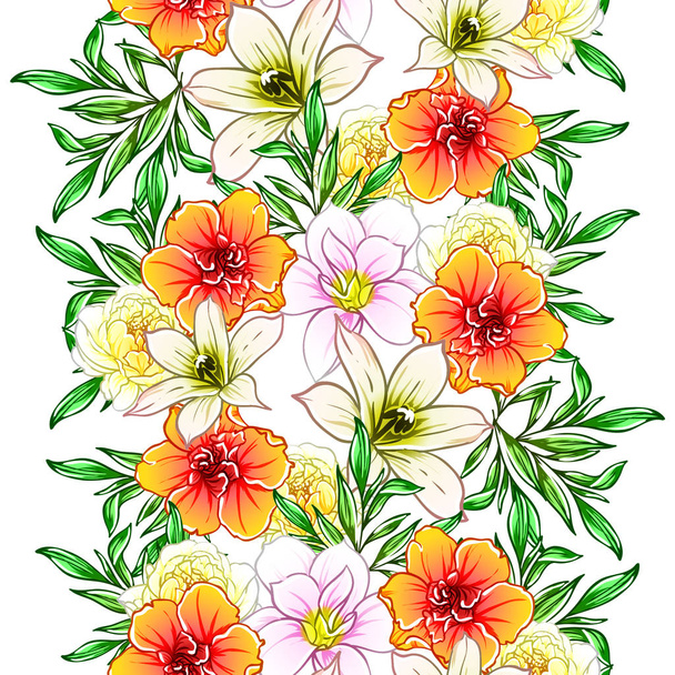 Kleurrijke vintage stijl bloemen naadloos patroon - Vector, afbeelding