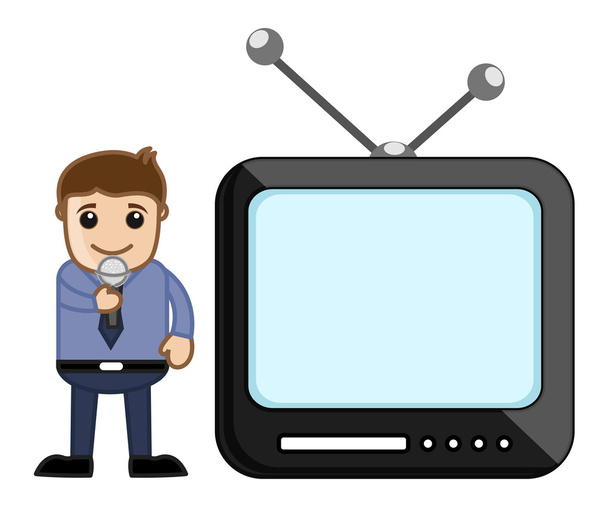 TV riportere - Office karakter - vektor-illusztráció - Vektor, kép