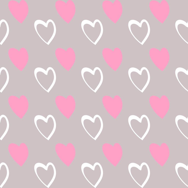 Seamless pattern with cute cartoon hearts, for decor of cloth, children's room, vector image - Вектор,изображение
