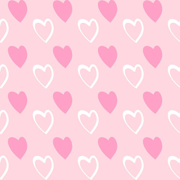 Seamless pattern with cute cartoon hearts, for decor of cloth, children's room, vector image - Vektor, Bild