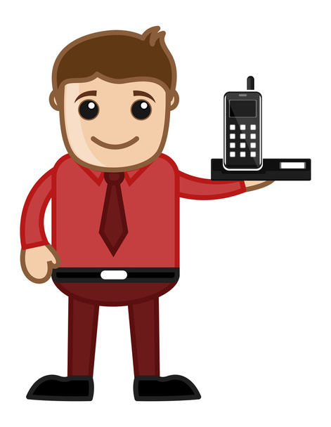 Mobile - Office Character - Vector Illustration - Vector, Image