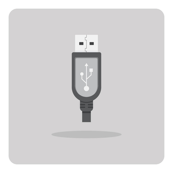 Diseño vectorial de icono plano, cable USB sobre fondo aislado
. - Vector, Imagen