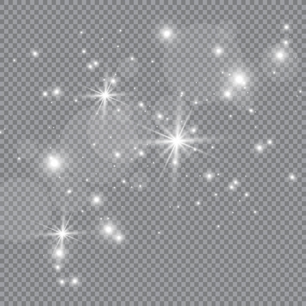 The dust is yellow. yellow sparks and golden stars shine with special light. Vector sparkles on a transparent background. Christmas light effect. Sparkling magical dust particles. - Vector, Image