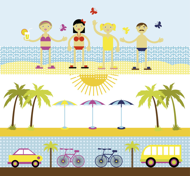 Summer set, travel vector illustration - Vector, Image