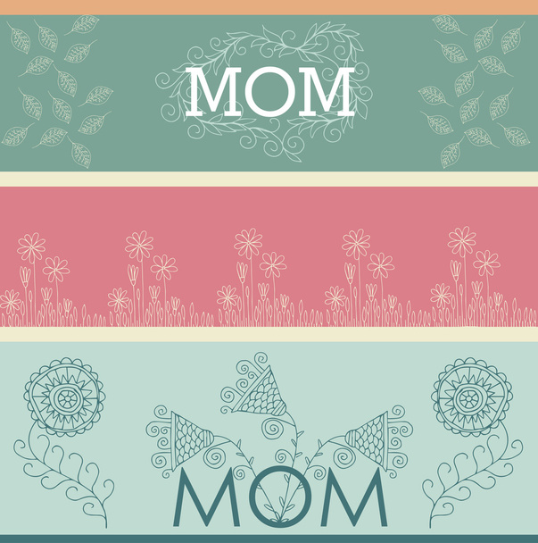 Anyák napja üdvözlés bannerek a tavaszi virágok gyűjteménye. Vektoros illusztráció - Vektor, kép