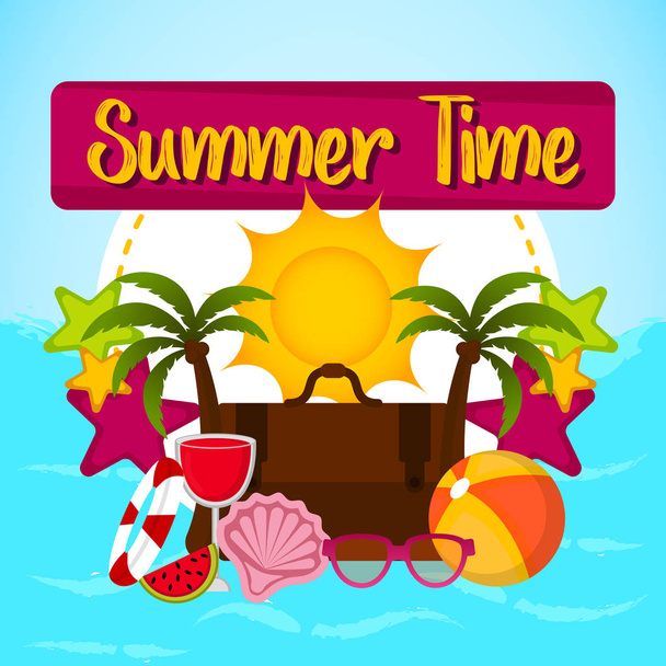 Graphic design of a summer vacation - Vettoriali, immagini