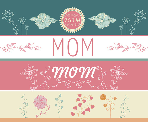 Set of Mother's day greeting banners with spring flowers. Vector illustration - Vector, Image