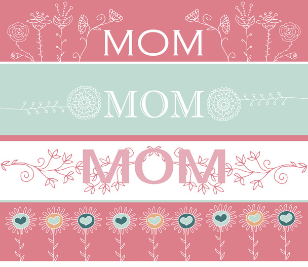 Set of Mother's day greeting banners with spring flowers. Vector illustration - Vector, Image