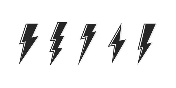 Set Lightning bolt. Thunderbolt, lightning strike. Modern flat style vector illustration - Vector, Image