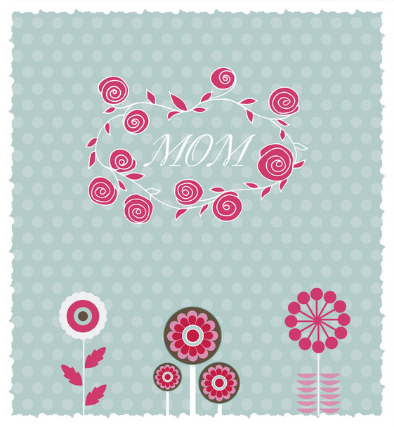 Ευχετήρια κάρτα για την ημέρα της μητέρας. Διανυσματική εικόνα με ανοιξιάτικα λουλούδια - Διάνυσμα, εικόνα