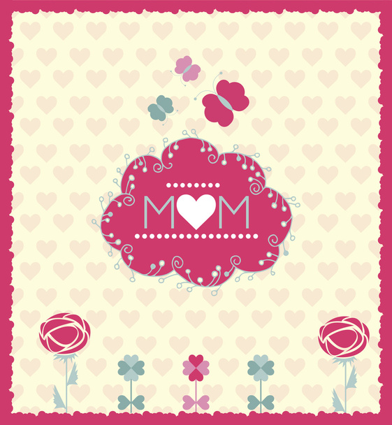 Праздничная открытка на День Матери. Векторная иллюстрация
 - Вектор,изображение