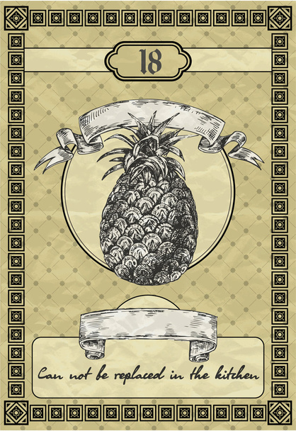 Vintage banner with pineapple. Vintage style vector illustration - Вектор,изображение
