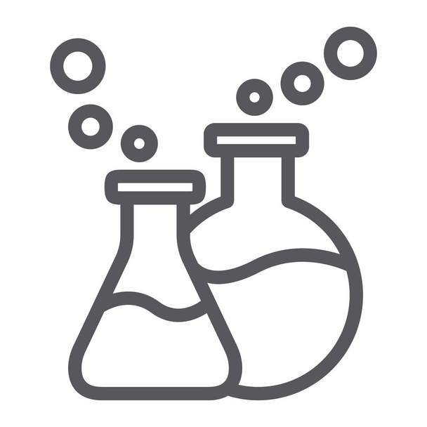 Icône de ligne de verrerie de laboratoire, science et laboratoire, signe de flacons chimiques, graphiques vectoriels, un motif linéaire sur un fond blanc
. - Vecteur, image