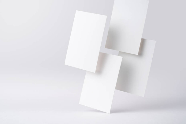 White business cards isolated on white background for mockup - Valokuva, kuva