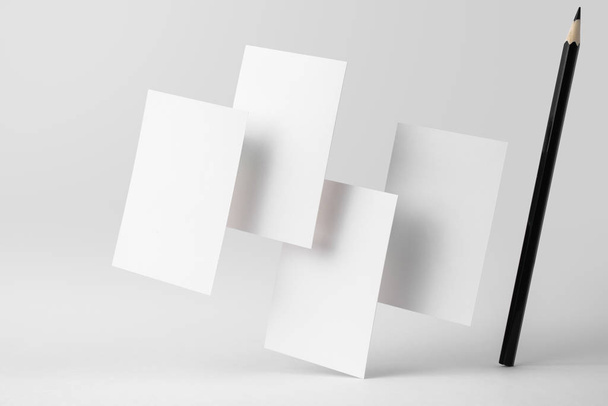 White business cards isolated on white background for mockup - Φωτογραφία, εικόνα