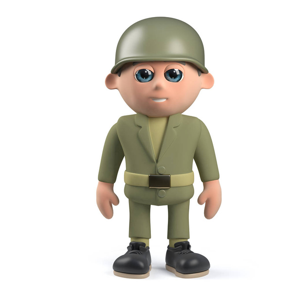 3D Armia żołnierz stoi do uwagi - Zdjęcie, obraz