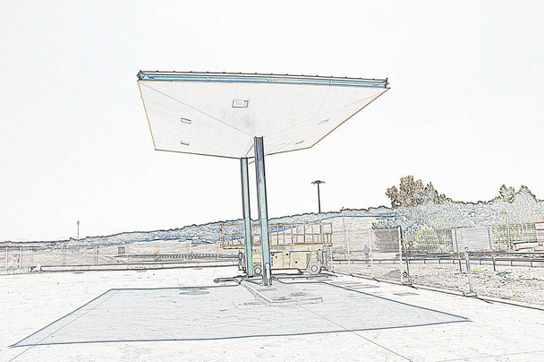 Egy benzinkút építésének kezdeti szerkezete - Fotó, kép
