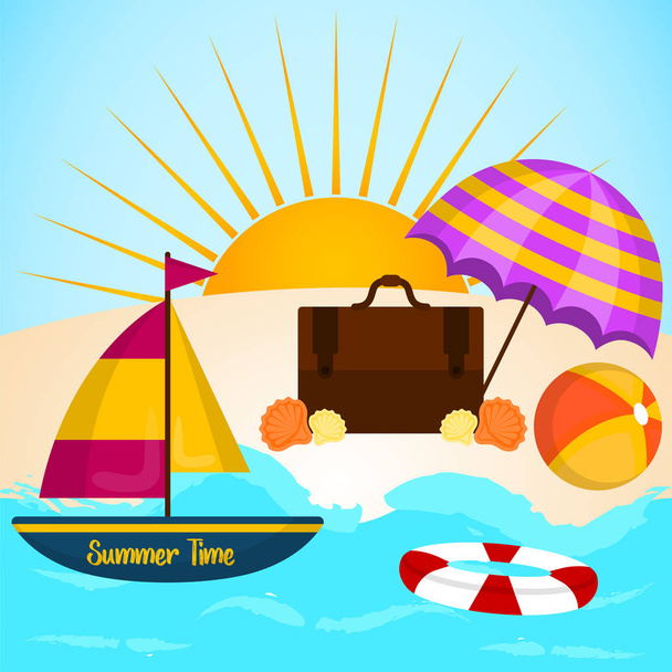 Graphic design of a summer vacation - Vector, Image