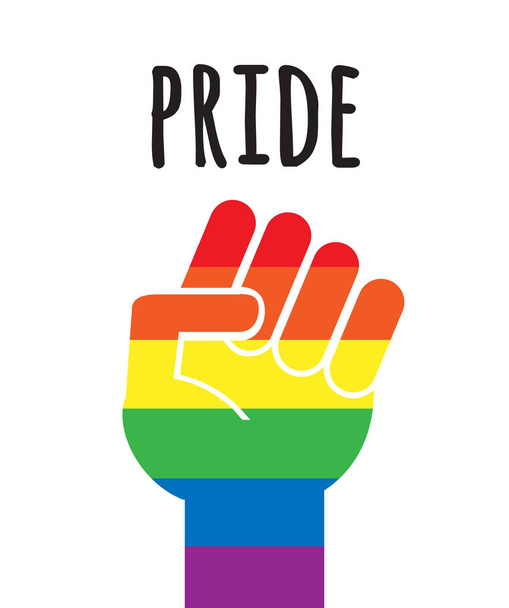 Vector flat cartoon lgbt rainbow flag pride fist - Vettoriali, immagini