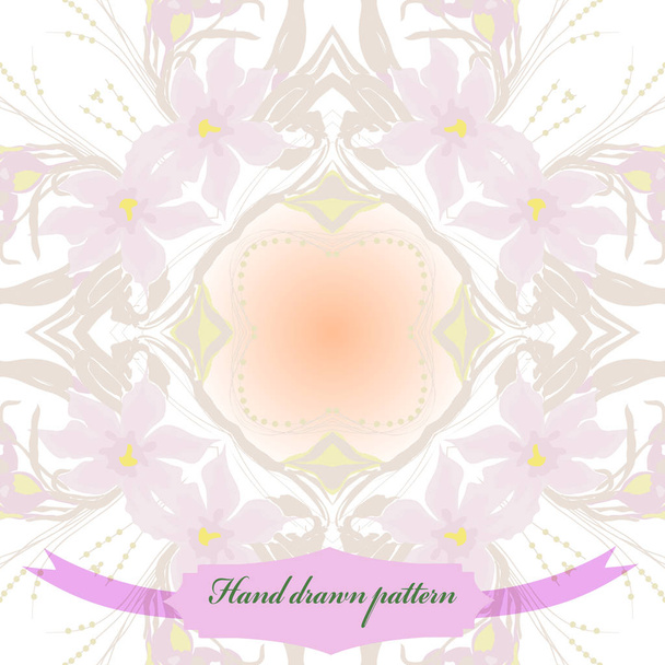 Card with circular pattern of floral motif, simply vector illustration - Vektör, Görsel