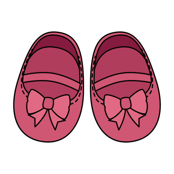 cute little girl shoes icon - Vector, Image