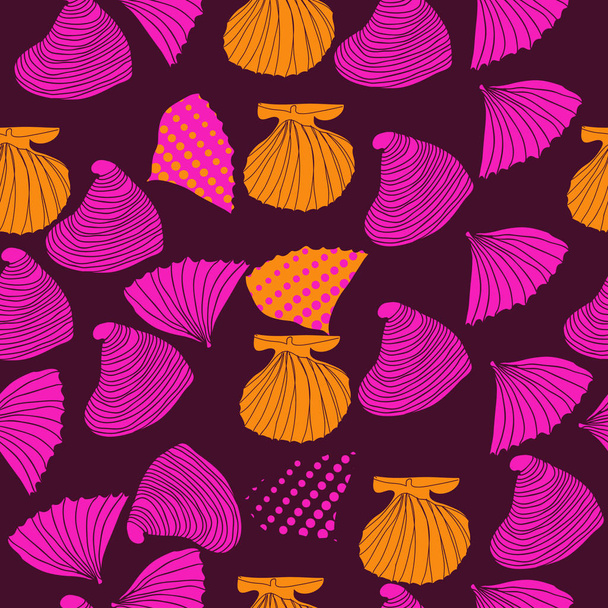 set of seashells and dots on background - Vecteur, image