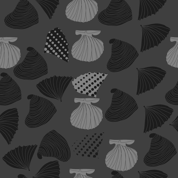 set of seashells and dots on background - Vektör, Görsel