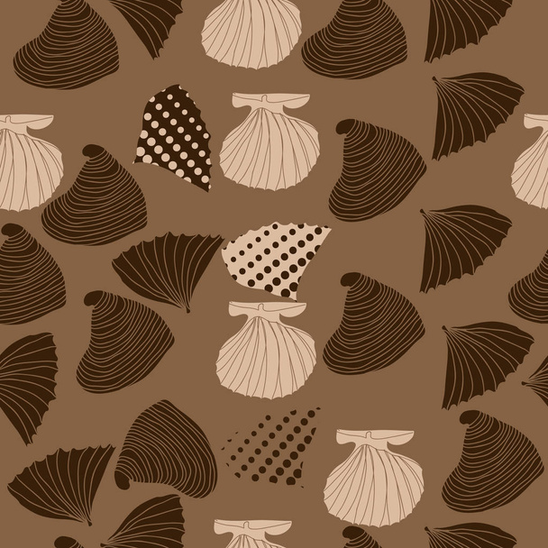 set of seashells and dots on background - Vector, Image