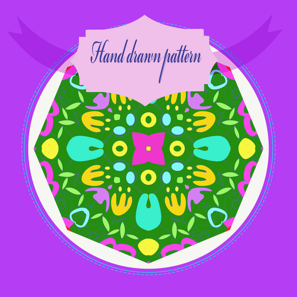 Card with floral circular pattern, simply vector illustration - Вектор,изображение