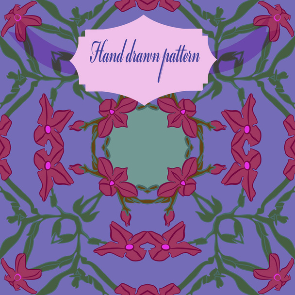 Card with circular pattern of floral motif, simply vector illustration - Vektör, Görsel