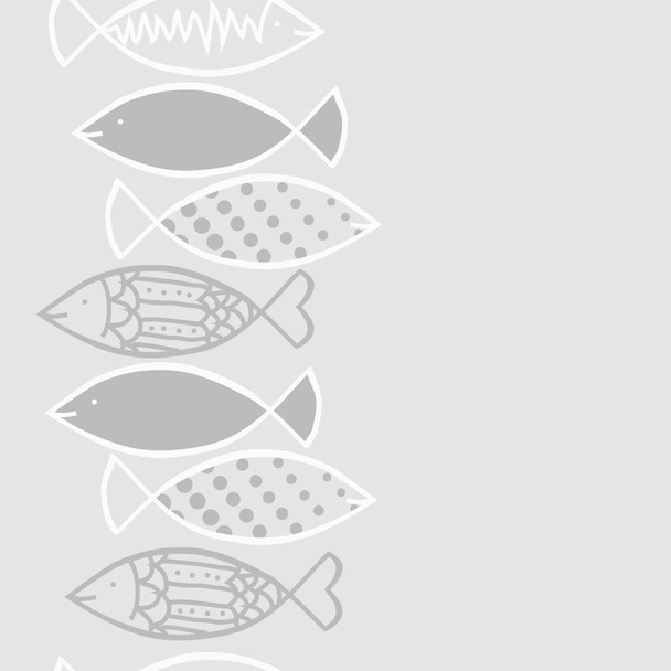 Seamless set of fishes on background - Vetor, Imagem