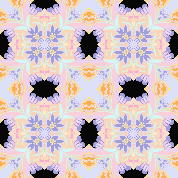 Circular seamless pattern of colored floral motif - Vektori, kuva
