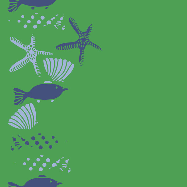Seamless pattern of abstract simple fishes - ベクター画像
